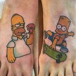 Bart and Homer Tattoo by Melanie Milne #bartsimpson #homersimpson #simpsons #simpsonstattoo #thesimpsons #cartoon #cartoontattoo #tv #tvtattoo #MelanieMilne