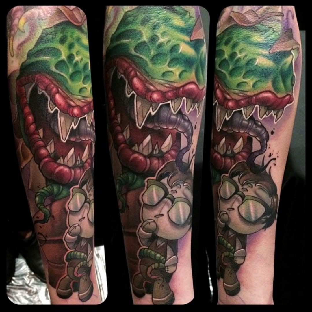 My Audrey 2 leg tattoo by Rustem at Iris Tattoos in Miami  Iris tattoo  Leg tattoos Body art tattoos