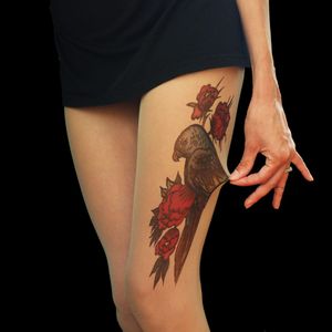 Bird and Flowers by TATUL (via etsy.com) #tattooedtights #painted #art #fashion #TATUL #temporarytattoos #tights #stockings