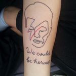 Simple and clean Heroes tattoo with Bowie #Bowie #DavidBowie #WeCouldBeHeroes #Heroes #PlayItAgain #lyricstattoo