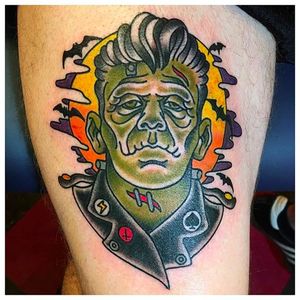 Frankenstein Halloween Tattoo by @Danny_Clark_Tattoos #Dannyclarktattoos #Frankenstein #Halloween #Halloweentattoo