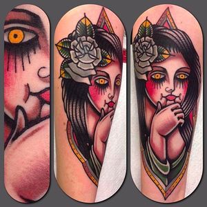 Rose lady tattoo by Francesco Garbuggino @fra_inkroll_tattoo #FrancescoGarbuggino #Neotraditional #Gypsy #Girls #Girl #Lady #Rose
