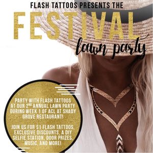 Second Annual Flash Tattoo Lawn Party via do512.com #flashtattoo #metallic #temporarytattoos #austintexas #Austin #fashion