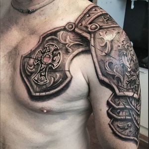 Armor Tattoo by @braddoulttattooartist #armortattoo #armor #braddoulttattooartist