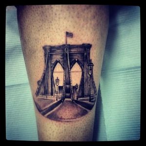 Brooklyn Bridge tattoo by Jamie Rosino. #blackandgrey #bridge #brooklyn #brooklynbridge #JamieRosino