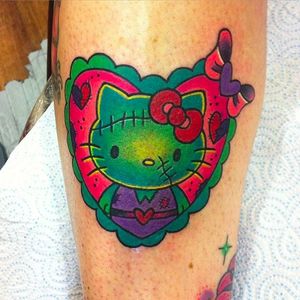 Zombie Hello kitty tattoo by @roxyryder #roxyryder #zombie #hellokitty #Alchemytattoostudio #UK