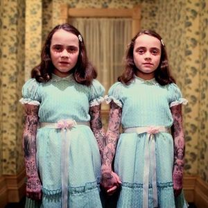 Oh god, are they even creepier covered with tattoos or what!? (via IG—indiangiver) #Movies #CheyenneRandall #TheShining #PlayWithUs #Creepy