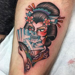 An unsettling depiction of a geisha by Sheila Marcello (IG—sheilamarcello). #geisha #ghoul #ladyheads #traditional #SheilaMarcello