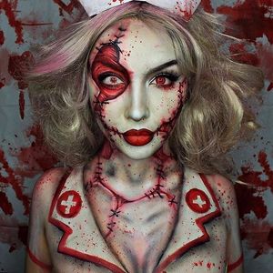 Zombie Nurse Makeup by Ellie @Ellie35x #Zombie #Nurse #Halloween #Halloweenmakeup #Makeupart #Makeup