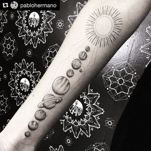 Dotwork Galaxy Tattoo by Pablo Hermano #dotworkgalaxy #dotworkgalaxytattoo #dotworkgalaxytattoos #dotwork #dotworktattoo #galaxy #galaxytattoo #space #spacetattoo #dotworkspacetattoo #PabloHermano