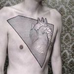 Chestpiece by Chaim Machlev #Dotstolines #ChaimMachlev #geometric #lines #joydivision #heart
