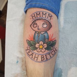 Stewie Griffin tattoo by Marshall Ambrose #StewieGriffin #MarshallAmbrose #FamilyGuy #tvshow (Photo: Instagram)