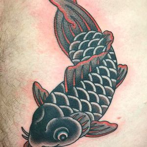 Koi fish tattoo. Solid and bold tattoo by Horitatsu. #Horitatsu #japanesestyle #irezumi #Japanesetattoo #kyoto #osaka #koi