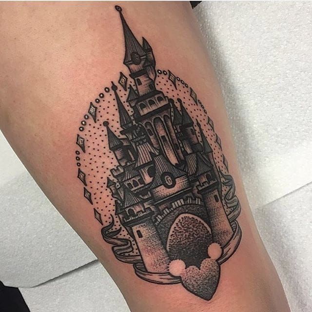 Tattoo Uploaded By Xavier Disneyland Tattoo By Liv Frost Disney Disneyland Castle Waltdisney Blackwork 180 Tattoodo