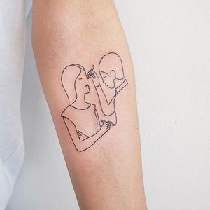 Drawing the perfect partner. Tattoo by Jessica Channer. #illustration #linework #minimalist #JessicaChanner