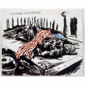A politically charged piece from the show. #raymondpettibon #art #blackflag #punk #museum