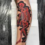 Skeleton tattoo by Horifuku #Horifuku #yokaitattoos #color #skeleton #death #Japanese #yokai #ghost #demon #spirit #folklore #legend #spooky #possessed #creature #surreal #weird