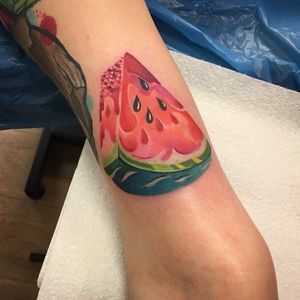 Watermelon Tattoo by Martyna Popiel @Martyna_Popiel #MartynaPopiel #Watercolor #Watermelon #WatermelonTattoo #Fruit