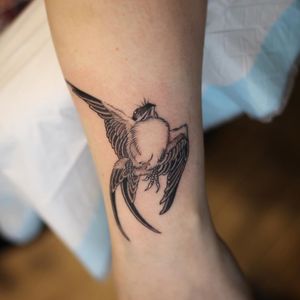 Swallow tattoo by Tom de Vries #Tomdevries #birdtattoos #blackandgrey #Japanese #bird #feathers #wings #swallow