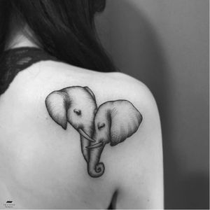 Elephant tattoo by @pina_tattoo via Instagram #linework #pointillism #realistic #elephant #blackwork