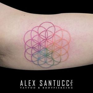 Flower of life, rainbow tattoo by Alex Santucci. #geometric #floweroflife #geometricsymbol #rainbow #lgbt #love #positivity
