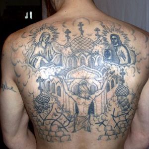 Photo by Mark Bullen of a Russian prisoner with tattoos. #books #history #MarkBullen #prisontattoos #Russian