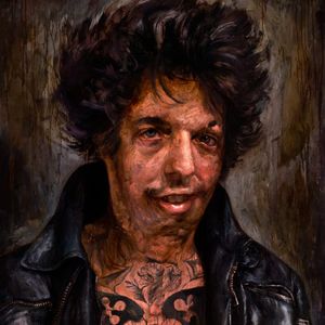 An awesome depiction of Grime from Shawn Barber's badass portfolio (IG—shawndbarber). #fineart #Grime #paintings #portraits #ShawnBarber #tattooists