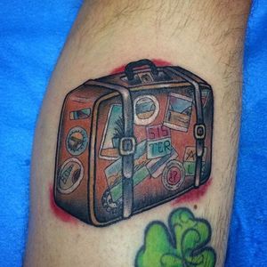 Suitcase Tattoo by Alex Alcazar #suitcase #wanderlust #traveltattoos #AlexAlcazar