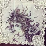Nest via instagram maryjoytattoo #handkerchief #flashart #art #woman #rose #bird #nest #maryjoy