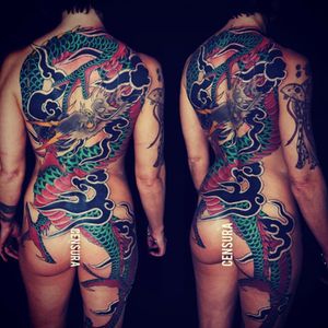 A beautiful back-piece of a dragon by Crez (IG—crez_adrenalink). #Crez #dragon #Irezumi #Japanese #traditional