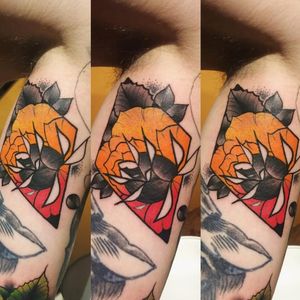 Cool abstract rose tattoo by Chloe Aspey #ChloeAspey #rose #flower #neotrad