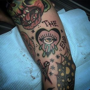 Awesome tattoo by Bad Tongue #BadTongue #oldschooltattoo #poptattoo #heart #eye