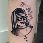 Swag nun tattoo by Rion #Rion #traditional #nun #swag