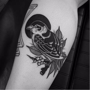 Bird tattoo by Matt Pettis #MattPettis #blackwork #blckwrk #btattooing #bird