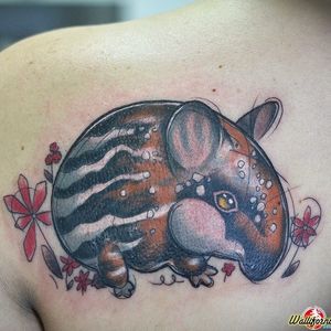 Tapir tattoo by Rude Eye #RudeEye #newschool #animal #cute #kawaii #babyanimal #tapir