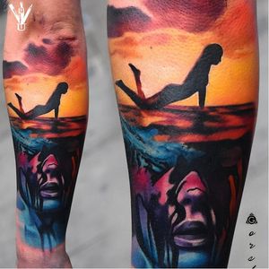 Beautiful vibrant colors and interesting composition. Tattoo by Gorsky Tattoos. #DamianGorski #GorskyTattoos #colorrealism #realism #hyperrealism