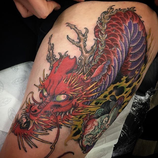 Neo Traditional Dragon Tattoo  Dragon tattoo Tattoos Skull tattoo