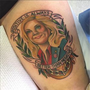 Leslie Knope by Clare Hampshire (via IG -- clareclarity) #clarehampshire #parksandrec #parksandrectattoo #parksandrecreation #parksandrecreationtatto