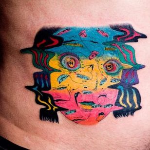 Esos ojos.  Tatuaje de Julian Llouve.  #JulianLlouve #color #portrait #linework #surrealistic #eye #ladyhead #watercolor