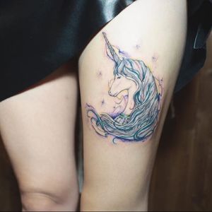 Creative unicorn by Jupiter Macchiato Tattoo #unicorn #creative #girly #illustrative #JupiterMachiato