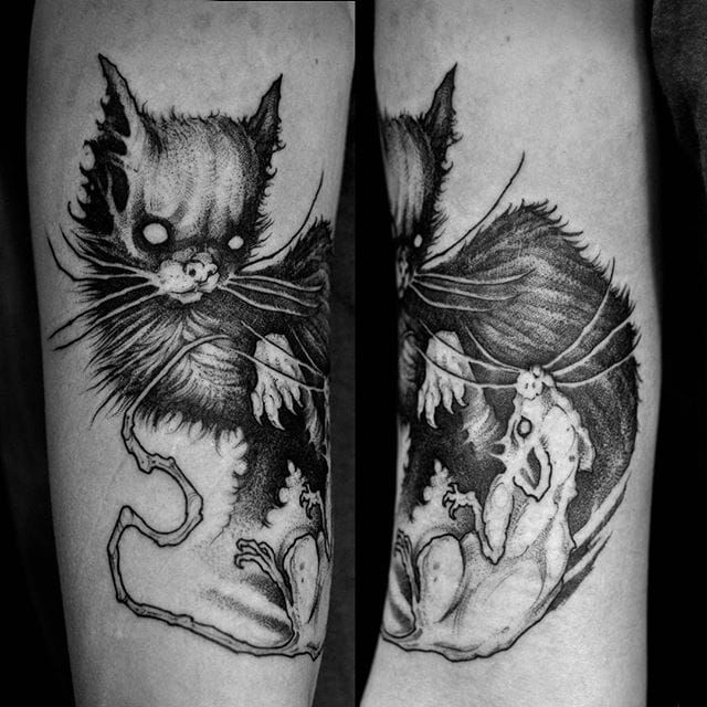 Gothic Cat Tattoo Vector Images over 460