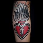 Sacred Heart Tattoo by Sebastian Domaschke #sacredheart #traditional #neotraditional #bold #classic #oldschool #SebastianDomaschke