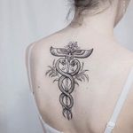 Caduceus tattoo by Uls Metzger. #UlsMetzger #dotwork #pointillism #blackwork #medical #caduceus #snake