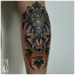Wolf tattoo by Edgar Lanz #EdgarLanz #contemporary #blackwork #graphic #surrealistic #mashup #wolf #mandala