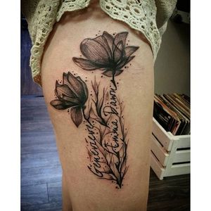 Abstract blackwork magnolia tattoo by Matty Ford. #magnolia #flower #abstract #MattyFord #blackwork