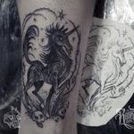 Badass unicorn tattoo by Sketchfield #Sketchfield #illustrative #blackwork #monster #gothic #unicorn #skull