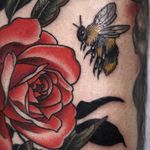 Rose and bumblebee via onholliday #flora #fauna #botanical #color #nature #Artnouveau #KirstenHolliday