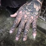Ornamental tattoo by Kim Rense #KimRense #ornamental #linework #hand #blackwork