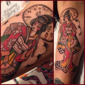 Geisha Tattoo by Davide Andreoli #geisha #traditional #oldschool #classic #traditionalartist #DavideAndreoli