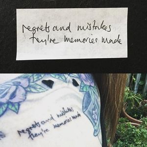 Regrets and mistakes they're memories made, Adele (via IG—holliejaynemarie) #PlayItAgain #Adele #SomeoneLikeYou #Lyrics #LyricsTattoo